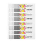 白黒ストライプのな民間伝承によっては|の黄色が開花します ラップアラウンド宛名ラベル (シート)