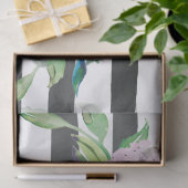 白黒ストライプのな花柄 薄葉紙 (ギフト)