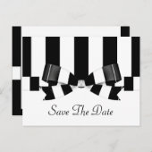 白黒ストライプのの結婚クラシック 案内ポストカード (正面/裏面)