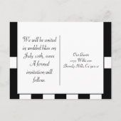 白黒ストライプのの結婚クラシック 案内ポストカード (裏面)