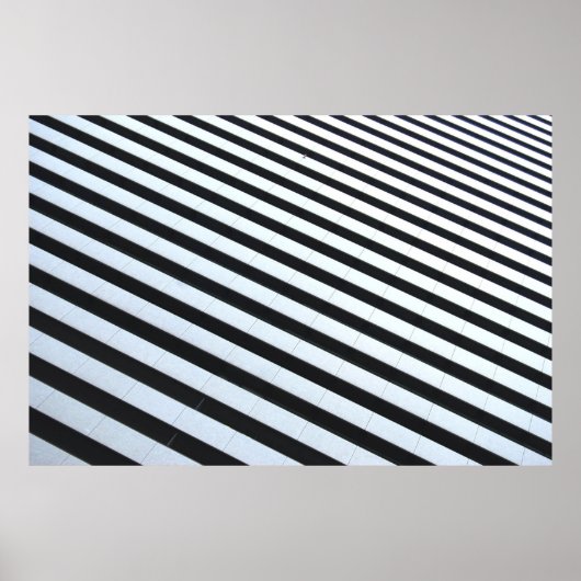 白黒ストライプのイラストレーション ポスター (正面)