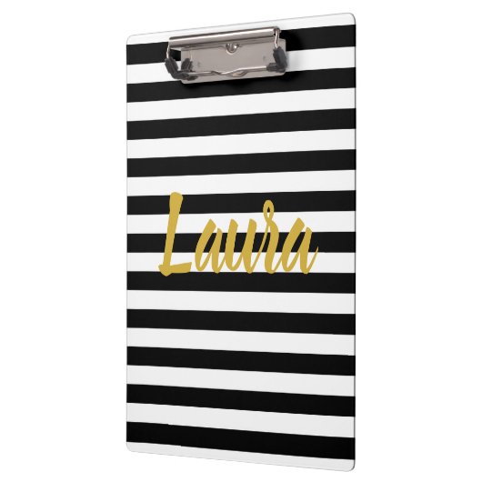 白黒ストライプのカスタムでフェイクな金ゴールドの原稿 クリップボード (左)