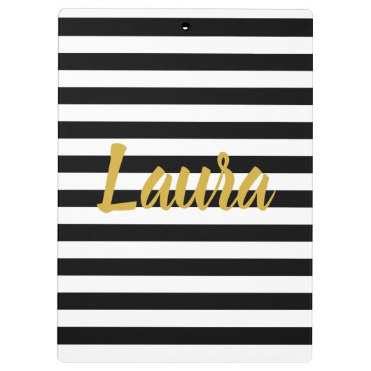 白黒ストライプのカスタムでフェイクな金ゴールドの原稿 クリップボード (裏面)