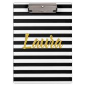 白黒ストライプのカスタムでフェイクな金ゴールドの原稿 クリップボード (正面)