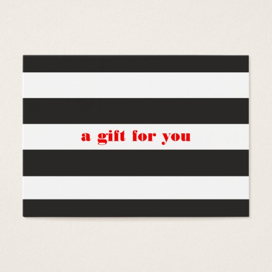 白黒ストライプのシンプルホリデーギフトカード (正面)