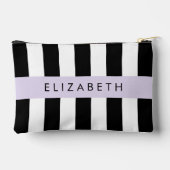 白黒ストライプのストライプの文字、行、名前 アクセサリーポーチ (裏面)