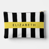 白黒ストライプのストライプの文字、行、名前 アクセサリーポーチ (裏面)