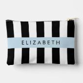 白黒ストライプのストライプの文字、行、名前 アクセサリーポーチ (裏面)