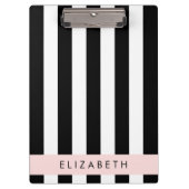 白黒ストライプのストライプの文字、行、名前 クリップボード (正面)