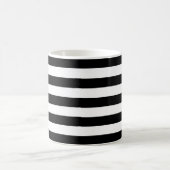 白黒ストライプのストライプの文字、行、名前 コーヒーマグカップ (中央)