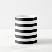 白黒ストライプのストライプの文字、行、名前 コーヒーマグカップ (中央)