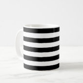 白黒ストライプのストライプの文字、行、名前 コーヒーマグカップ (正面左)