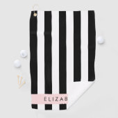 白黒ストライプのストライプの文字、行、名前 ゴルフタオル (インサイチュ)