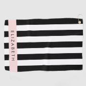 白黒ストライプのストライプの文字、行、名前 ゴルフタオル (横)