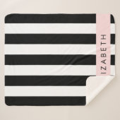 白黒ストライプのストライプの文字、行、名前 シェルパブランケット (正面(横))