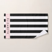 白黒ストライプのストライプの文字、行、名前 バスタオルセット (ハンドタオル)