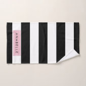 白黒ストライプのストライプの文字、行、名前 バスタオルセット (ハンドタオル)