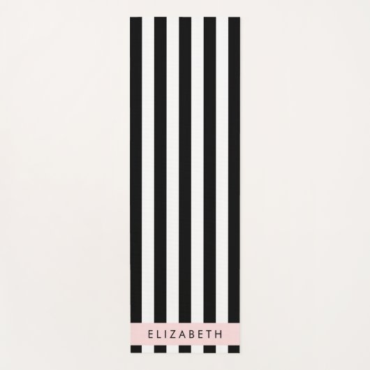 白黒ストライプのストライプの文字、行、名前 ヨガマット (正面)