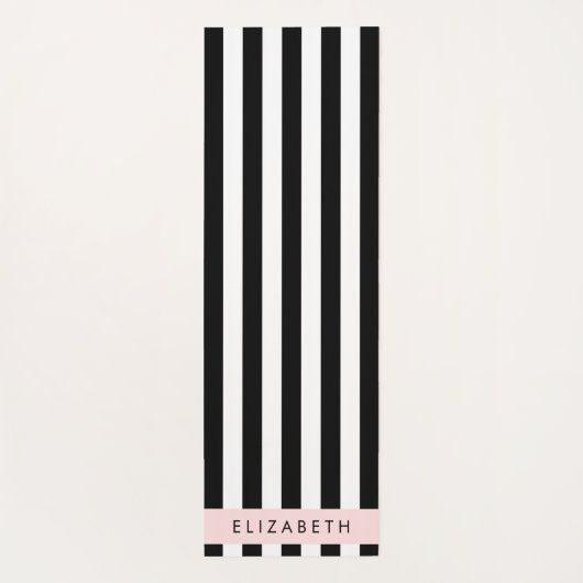 白黒ストライプのストライプの文字、行、名前 ヨガマット (裏面)