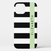 白黒ストライプのストライプの文字、行、名前 Case-Mate iPhoneケース (裏面)