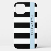 白黒ストライプのストライプの文字、行、名前 Case-Mate iPhoneケース (裏面)