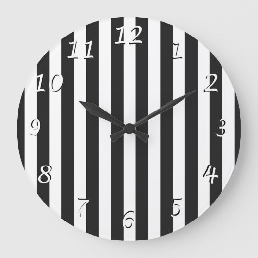 白黒ストライプのデザイン壁時計 ラージ壁時計 (正面)