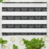 白黒ストライプのデザイン キッチンタオル (折り畳み)