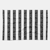 白黒ストライプのデザイン キッチンタオル (横)