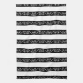 白黒ストライプのデザイン キッチンタオル (縦)