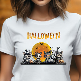 白黒ストライプのハロウィーンかわいい幽霊 Tシャツ