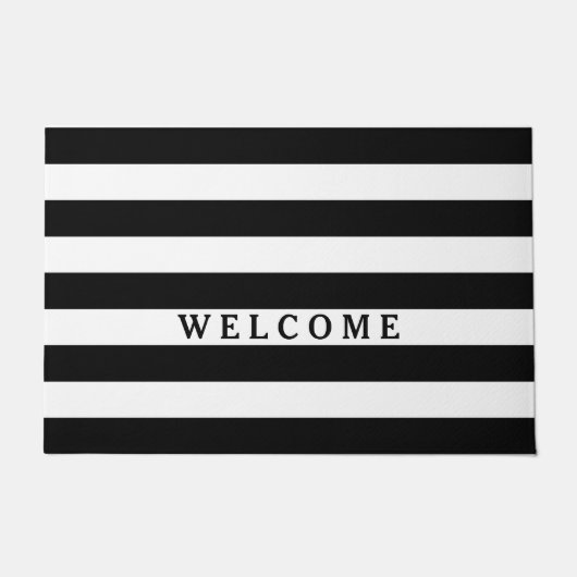 白黒ストライプのパターン{色を選択} ドアマット (正面)