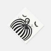 白黒ストライプのパンプキン&こうもりハローウィンパーティ スタンダードカクテルナプキン (角)