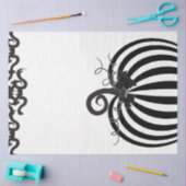 白黒ストライプのパンプキン&こうもりハローウィンパーティ 薄葉紙 (クラフト)