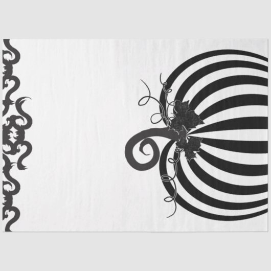 白黒ストライプのパンプキン&こうもりハローウィンパーティ 薄葉紙 (正面)