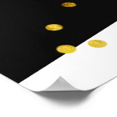 白黒ストライプのピンクフローラ歓迎サイン ポスター (角)