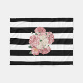 白黒ストライプのフリースブランケットを持つバラ フリースブランケット (正面(横))