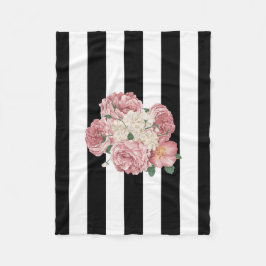 白黒ストライプのフリースブランケットを持つバラ フリースブランケット