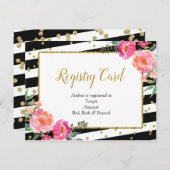 白黒ストライプのフローラレジストリカード インビテーションポストカード (正面/裏面)