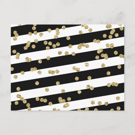 白黒ストライプのフローラレジストリカード インビテーションポストカード (裏面)