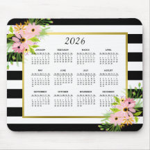 白黒ストライプのフローラ金ゴールド | 2022カレンダー