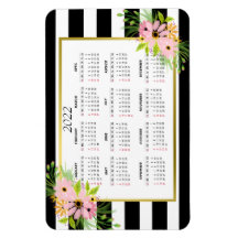 白黒ストライプのフローラ金ゴールド | 2022カレンダー