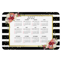 白黒ストライプのフローラ金ゴールド | 2022カレンダー