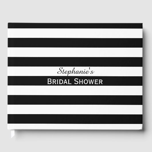 白黒ストライプのブライダルシャワー ゲストブック (正面)