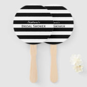 白黒ストライプのブライダルシャワー ハンドファン (正面&裏面)