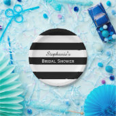 白黒ストライプのブライダルシャワー ペーパープレート (パーティー)