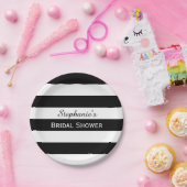 白黒ストライプのブライダルシャワー ペーパープレート (パーティー)