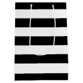 白黒ストライプのブライダルシャワー ミディアムペーパーバッグ (裏面)