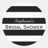 白黒ストライプのブライダルシャワー ラウンドシール (正面)
