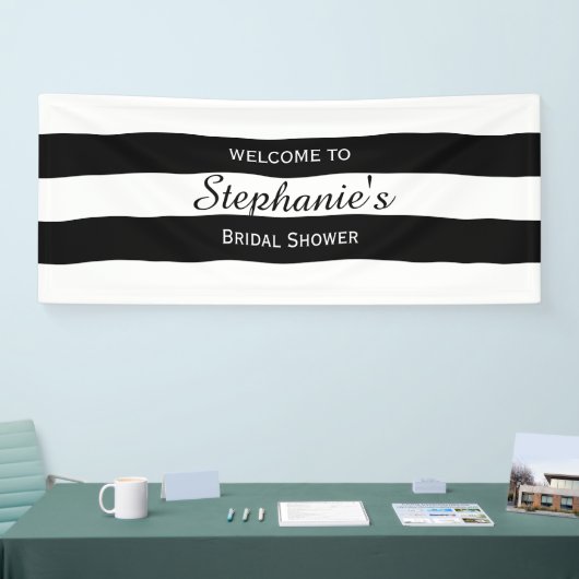 白黒ストライプのブライダルシャワー 横断幕 (トレードショー)