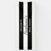 白黒ストライプのブライダルシャワー 横断幕 (縦)